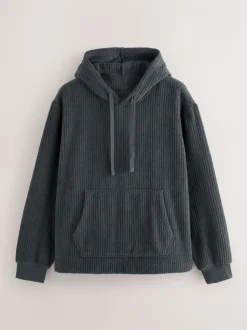 Leisteen grijs - Borg Fleece Ribbed Texture Hoodie
