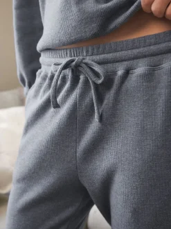 Leisteen grijs - Gezellige pyjama met wafeldessin en lange mouwen