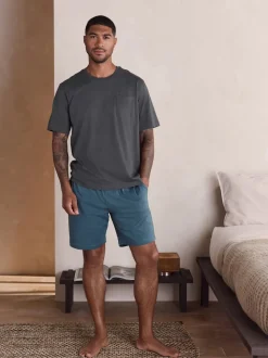 Leisteen grijs - Jersey pyjama met korte mouwen