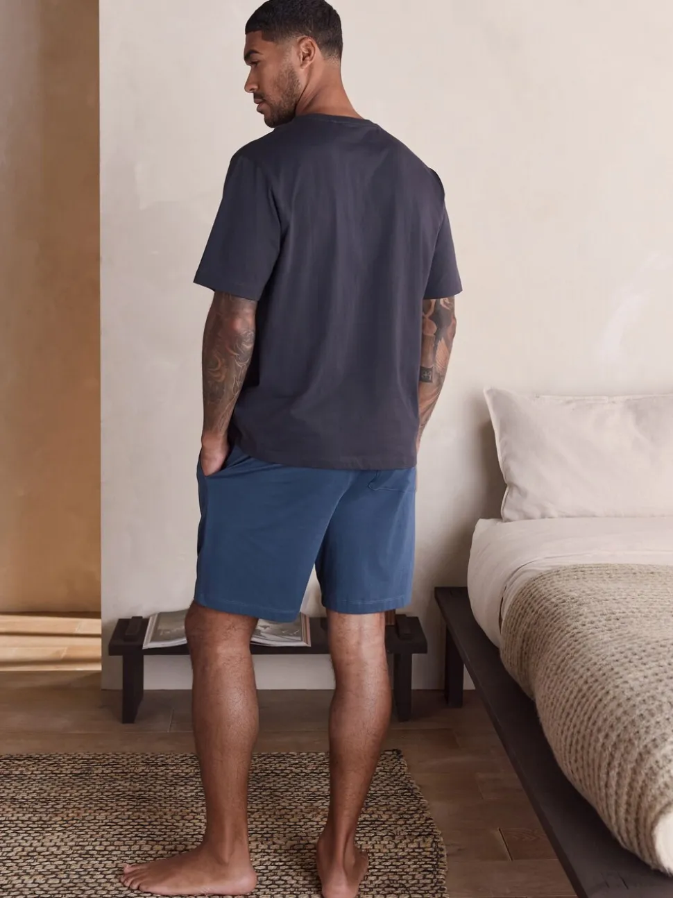 Leisteen grijs - Jersey pyjama met korte mouwen