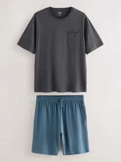 Leisteen grijs - Jersey pyjama met korte mouwen
