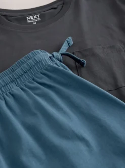 Leisteen grijs - Jersey pyjama met korte mouwen