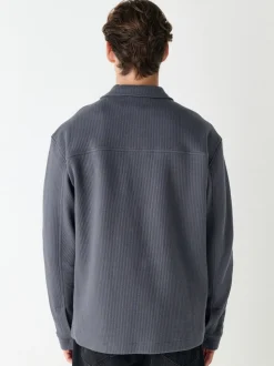 Leisteen grijs - Linear Texture Popper Shacket