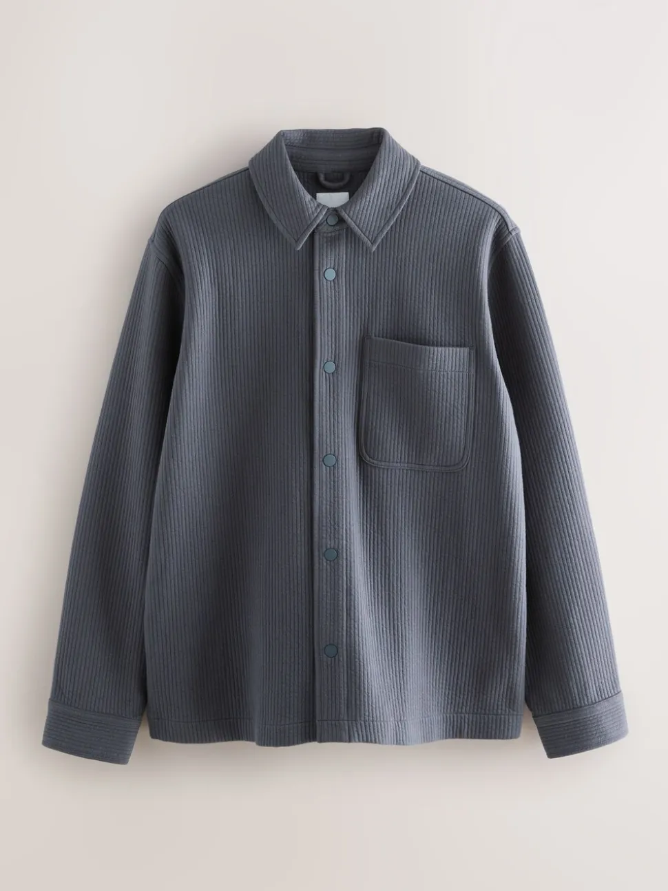Leisteen grijs - Linear Texture Popper Shacket