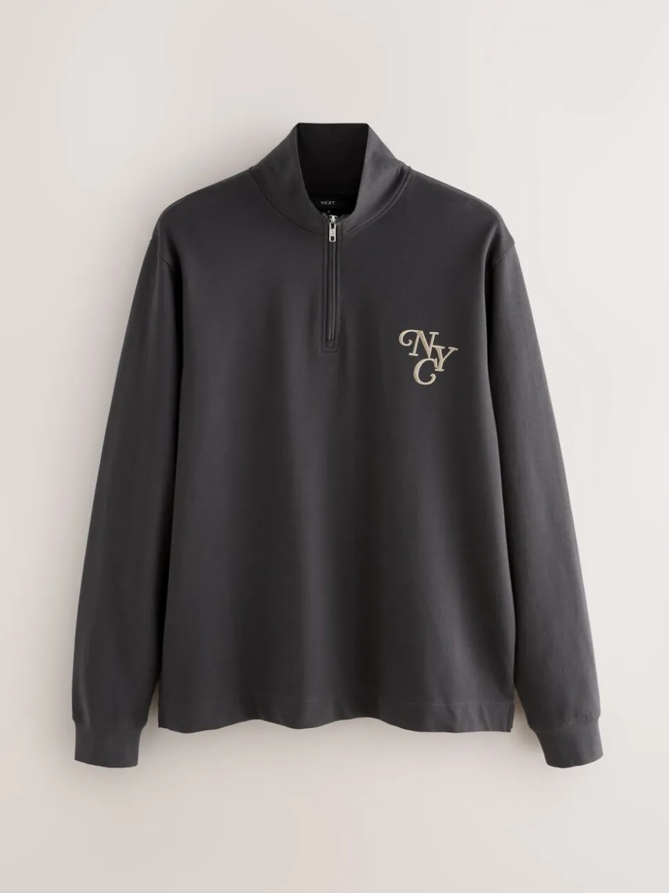 Leisteen grijs - Long Sleeve Embroidered Quarter Zip Pyjamas Set