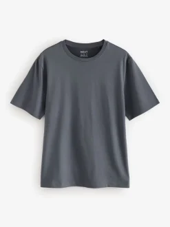 Leisteengrijs - Normale Pasvorm - Essentieel katoenen T-shirt met ronde hals