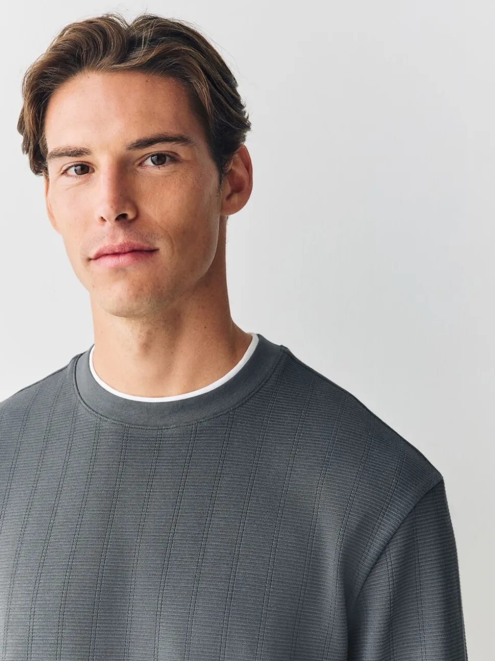 Leisteengrijs - T-shirt met lange mouwen en ronde hals