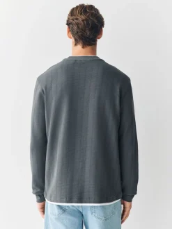 Leisteengrijs - T-shirt met lange mouwen en ronde hals