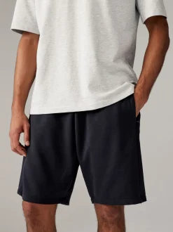 Leisteenkleurig/marineblauw - 2 jersey shorts met ritszakje