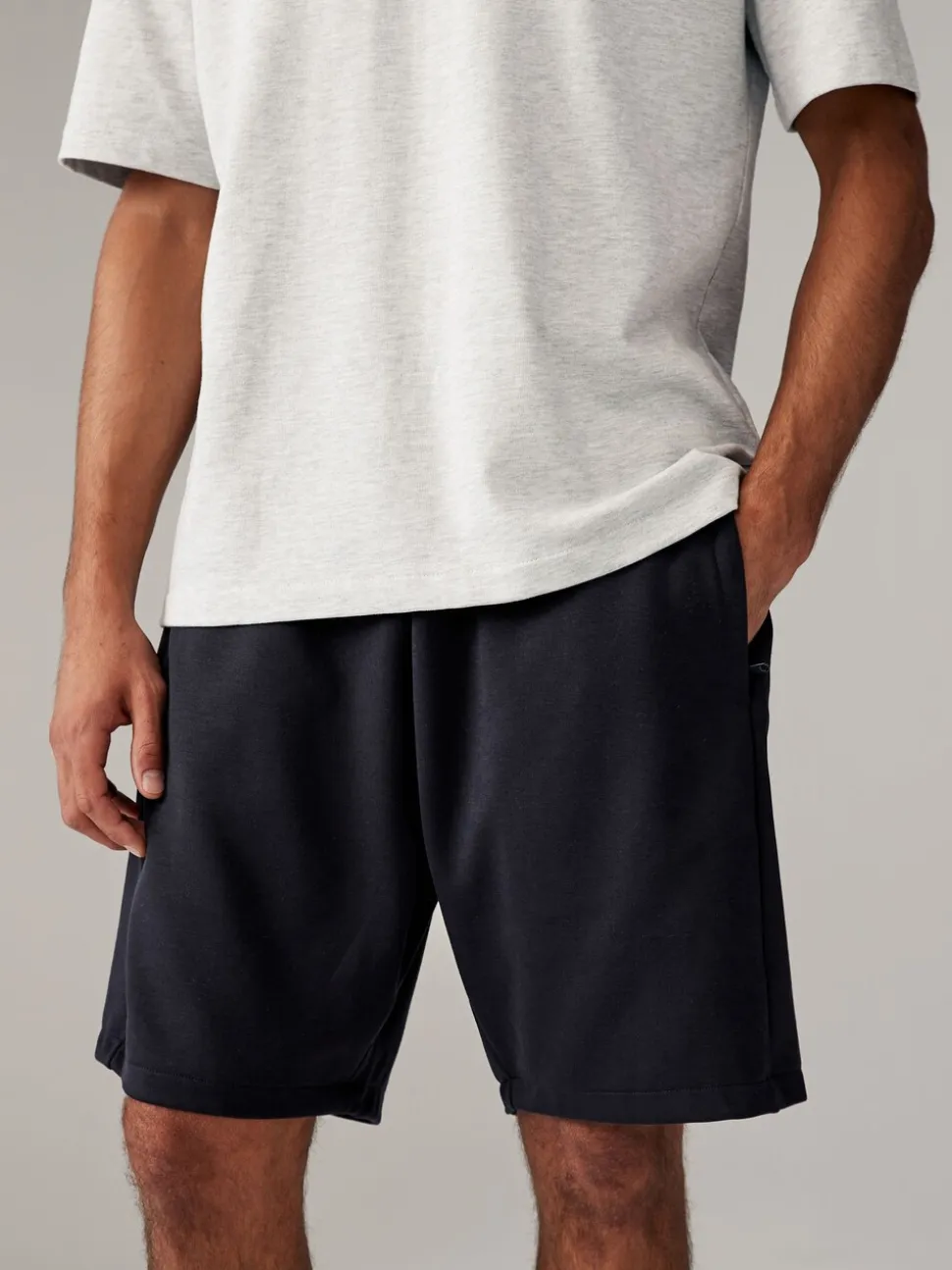Leisteenkleurig/marineblauw - 2 jersey shorts met ritszakje
