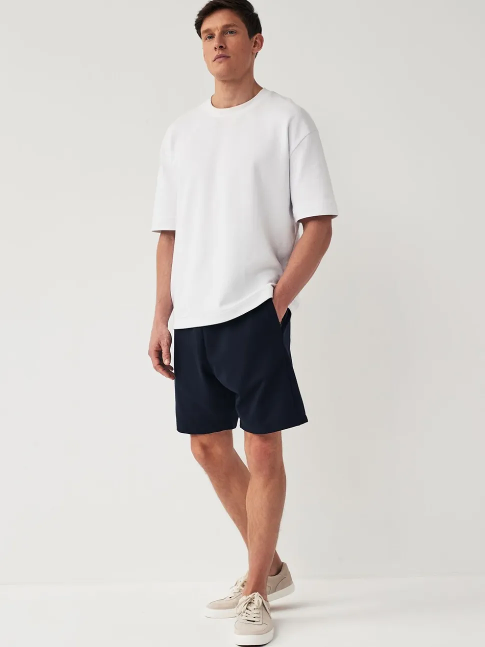 Leisteenkleurig/marineblauw - 2 jersey shorts met ritszakje