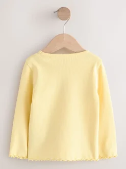 Lemon Yellow Dog - Long sleeve Embroidered Ribbed Top (3mths-7yrs)