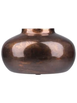 Libra Interiors Large Tambora Copper Finish Metal Squat Vase