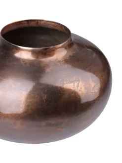 Libra Interiors Large Tambora Copper Finish Metal Squat Vase
