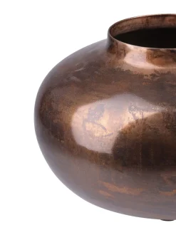 Libra Interiors Large Tambora Copper Finish Metal Squat Vase