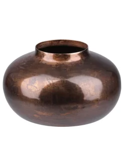 Libra Interiors Large Tambora Copper Finish Metal Squat Vase