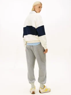 Licht beige - Tommy Hilfiger goudkleurig relaxed rugby-sweatshirt met knopen