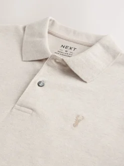Licht neutraal gemêleerd - Normale Pasvorm - Piqué poloshirt met korte mouwen
