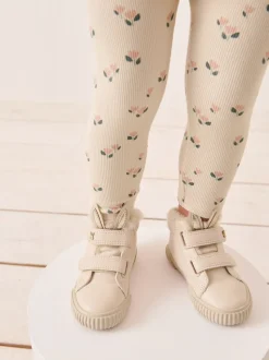 Lichtbeige met konijn - Hoge sneakers met klittenbandsluiting