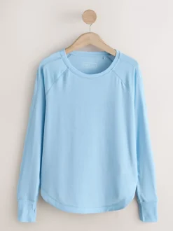 Lichtblauw - Active Crew Neck Long Sleeve T-Shirt