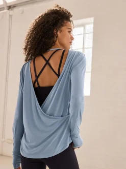 Lichtblauw - Active Open Back Soft Touch Top