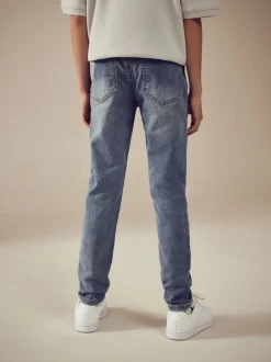 Lichtblauw - Jeans met stretch en elastische taille (3-16 jr)