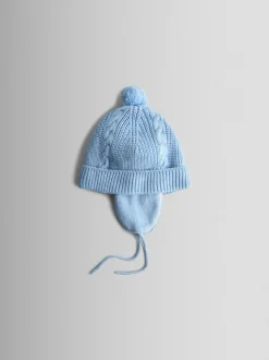 Lichtblauw - JoJo Maman Bébé Cosy Pom Pom Rib Hat