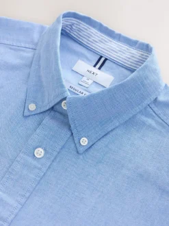 Lichtblauw - Normale Pasvorm - Oxford-overhemd met korte mouwen