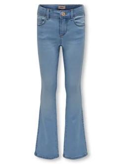 Lichtblauw - ONLY - Kinderjeans met uitlopende pijpen en verstelbare taille