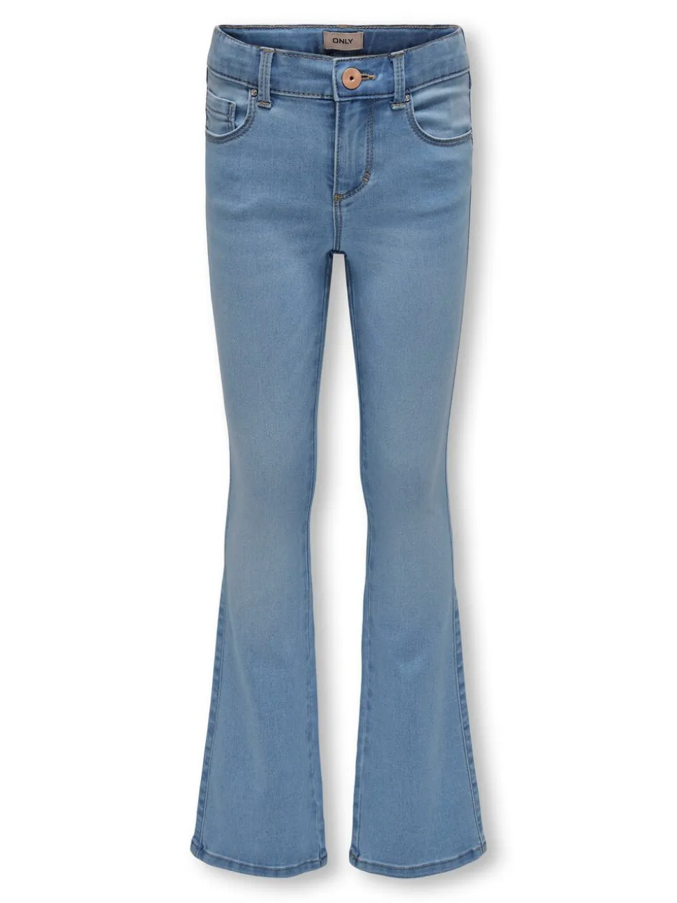 Lichtblauw - ONLY - Kinderjeans met uitlopende pijpen en verstelbare taille