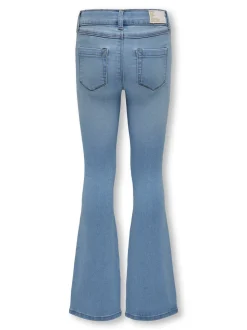 Lichtblauw - ONLY - Kinderjeans met uitlopende pijpen en verstelbare taille