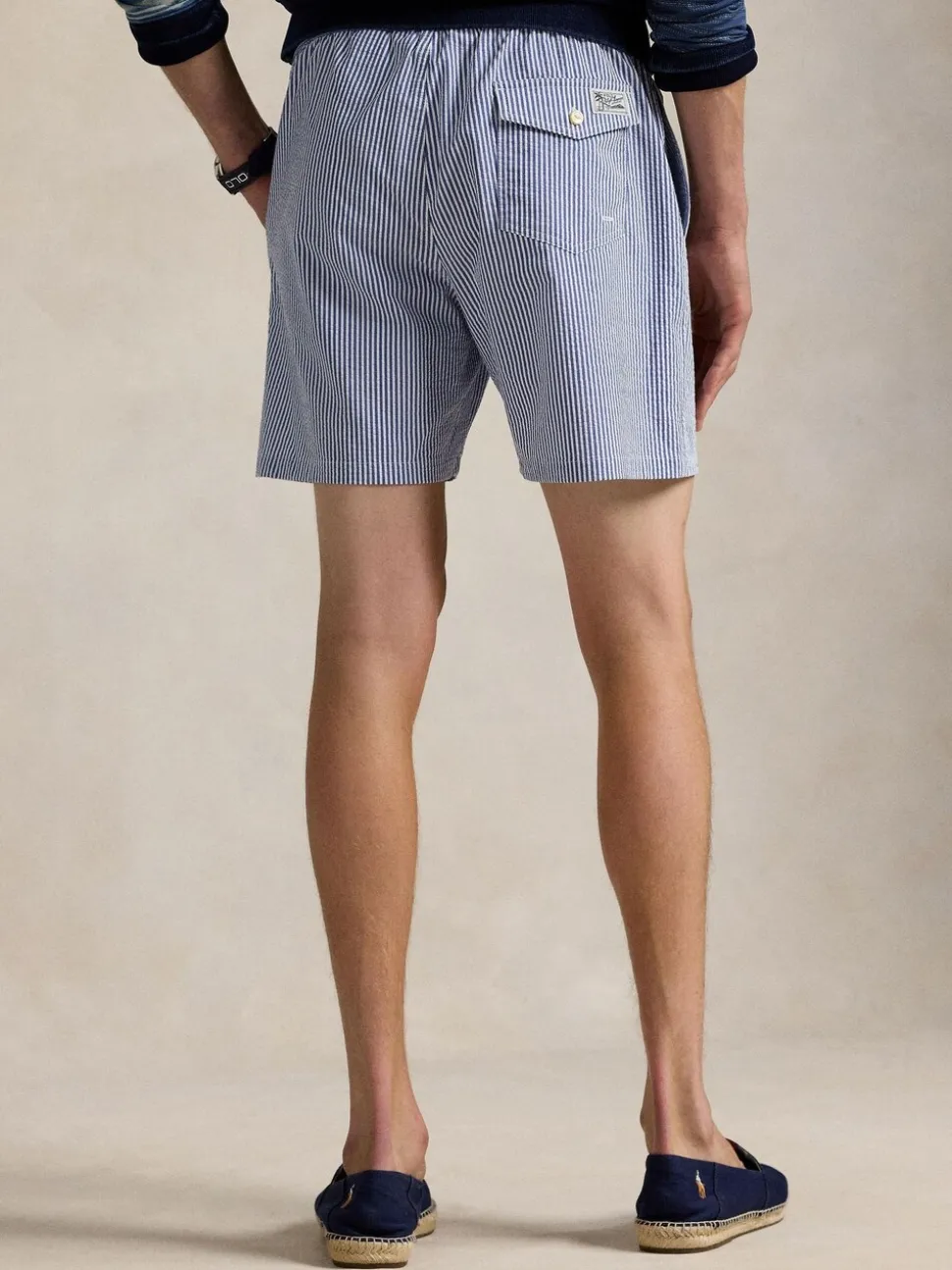 Lichtblauw - Polo Ralph Lauren Traveler klassieke seersucker zwemshort met logo
