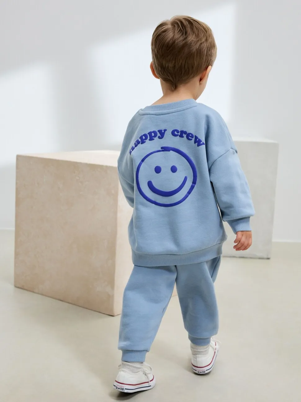 Lichtblauw - Printed Crew Neck Sweat Top & Joggers Set (3mths-7yrs)