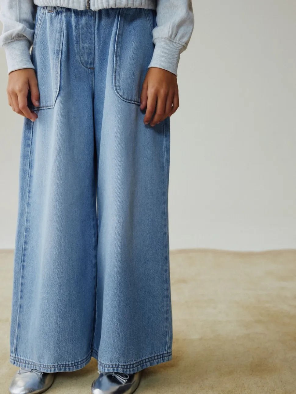 Lichtblauw - Pullon Wide Leg Trousers (3-16yrs)