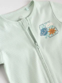 Lichtblauw - Set van 3 baby pyjama's zonder voetjes met tweewegrits van katoen (0mnd-3jr)