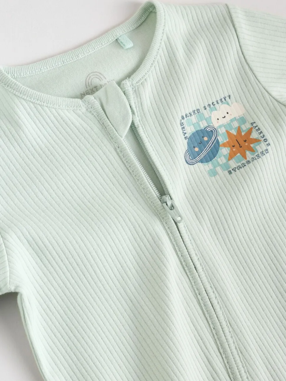 Lichtblauw - Set van 3 baby pyjama's zonder voetjes met tweewegrits van katoen (0mnd-3jr)
