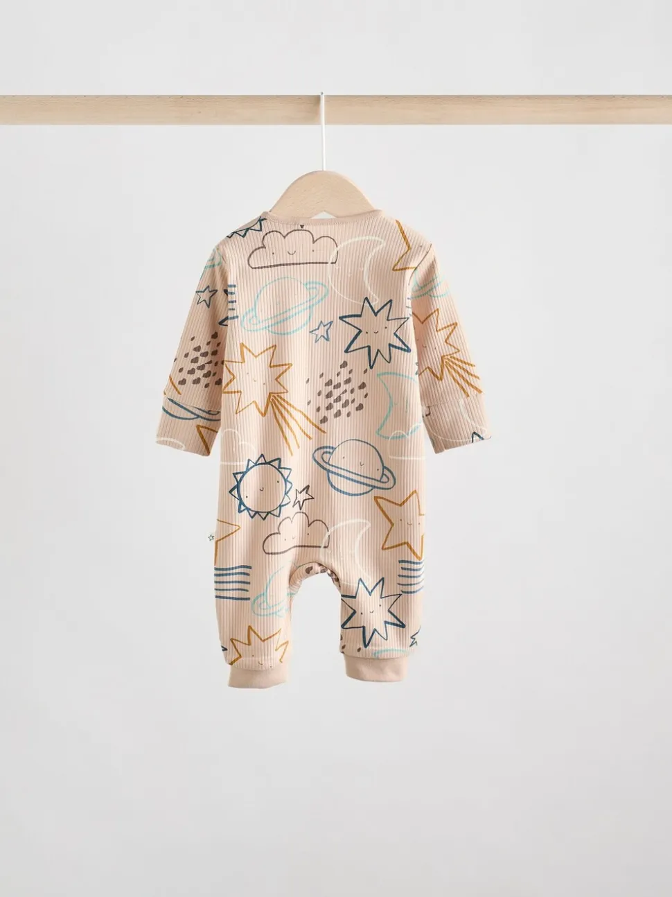 Lichtblauw - Set van 3 baby pyjama's zonder voetjes met tweewegrits van katoen (0mnd-3jr)