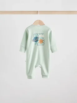 Lichtblauw - Set van 3 baby pyjama's zonder voetjes met tweewegrits van katoen (0mnd-3jr)