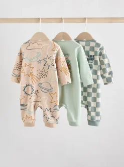 Lichtblauw - Set van 3 baby pyjama's zonder voetjes met tweewegrits van katoen (0mnd-3jr)