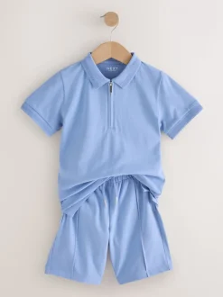 Lichtblauw - Short Sleeve Polo Shirt and Shorts Set (3-16yrs)