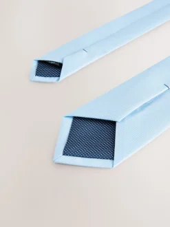 Lichtblauw - Smal - Stropdas met textuur