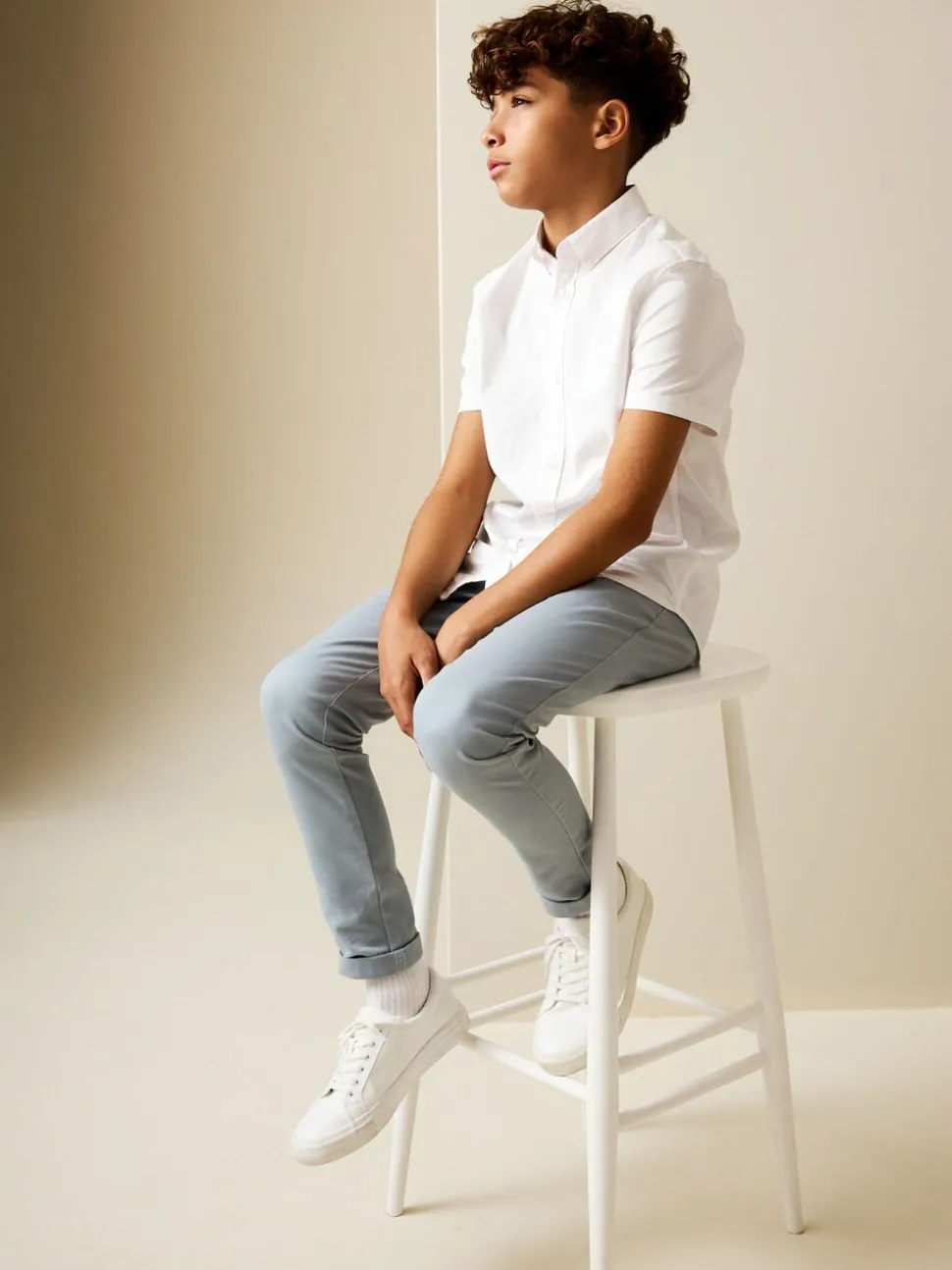 Lichtblauw - Stretchy chino's (3-17jr)