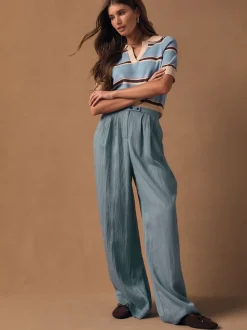 Lichtblauw - Superwide Pleated Trousers