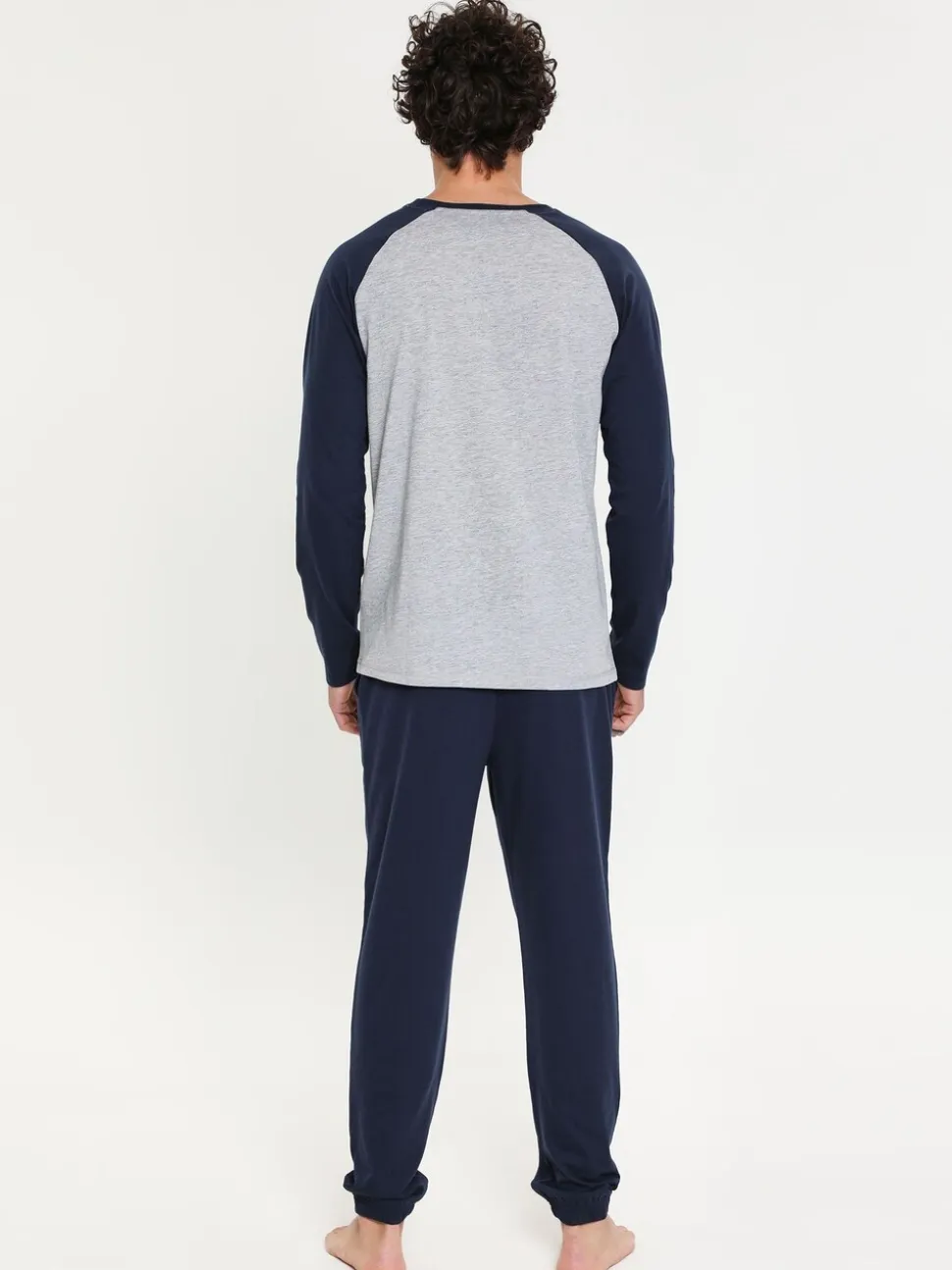Lichtblauw - Threadbare - Pyjamaset van gemengde stoffen met lange mouwen