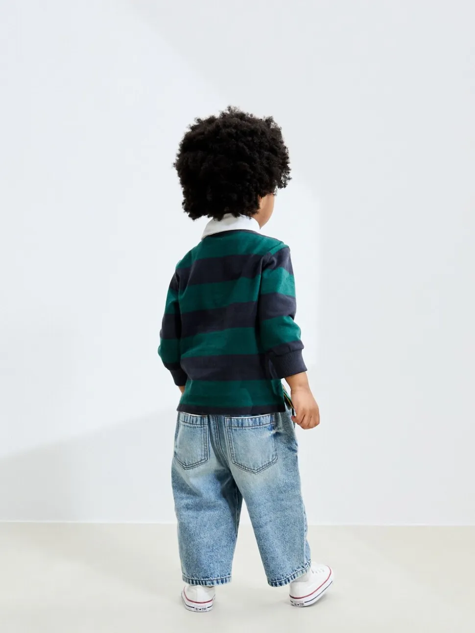 Lichtblauw denim met slijtageplekken - Jeans met wijde pijpen (3 mnd-7 jr)