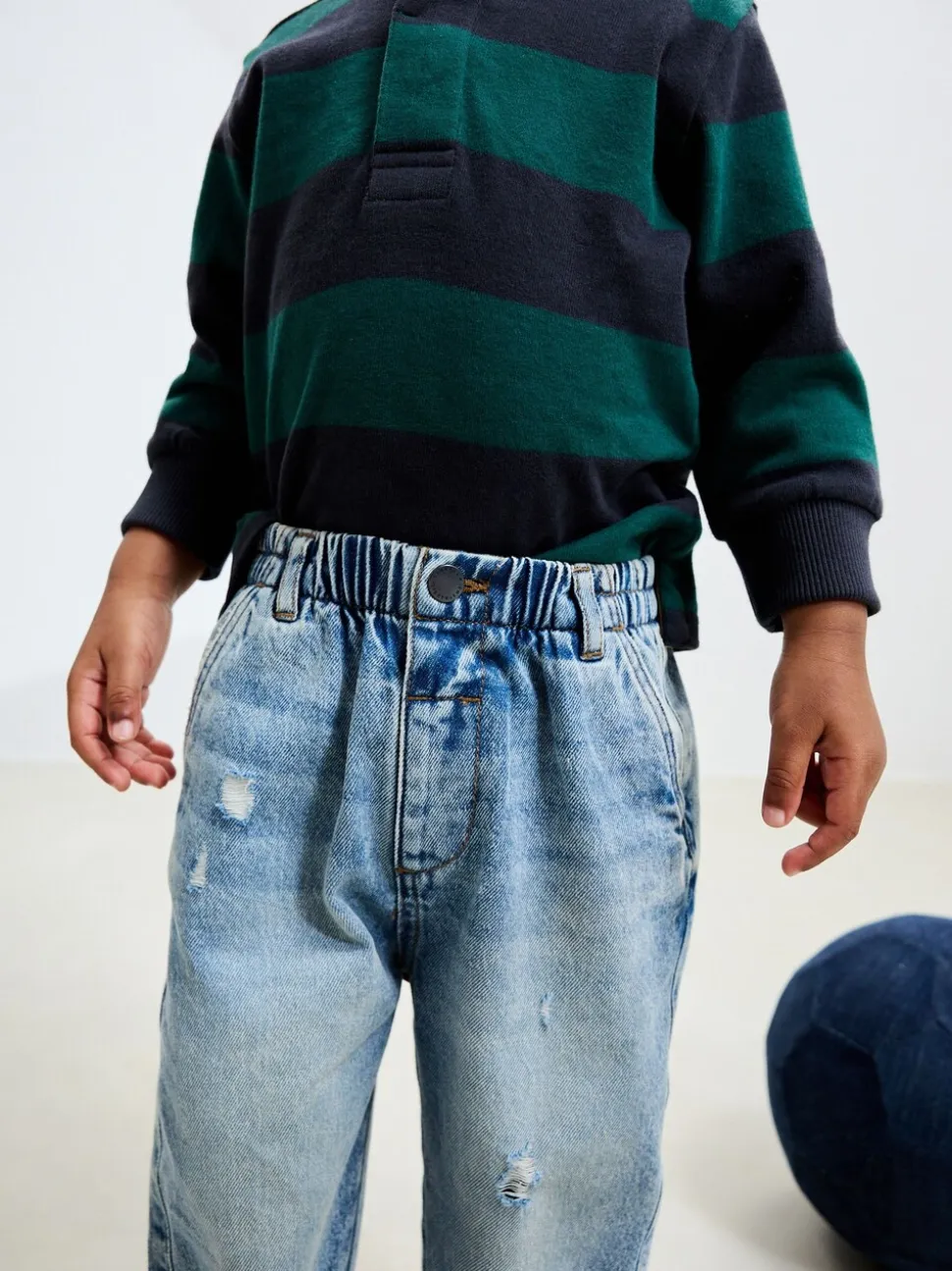 Lichtblauw denim met slijtageplekken - Jeans met wijde pijpen (3 mnd-7 jr)