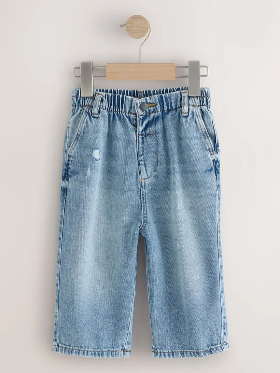 Lichtblauw denim met slijtageplekken - Jeans met wijde pijpen (3 mnd-7 jr)