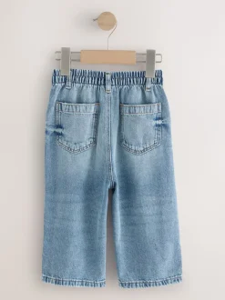 Lichtblauw denim met slijtageplekken - Jeans met wijde pijpen (3 mnd-7 jr)