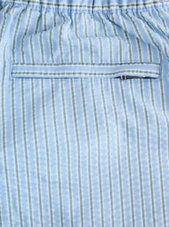 Lichtblauw, meerkleurig gestreept - Signature Tailored zwembroek met tailleband