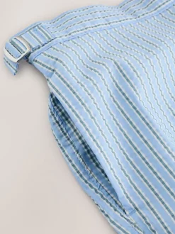 Lichtblauw, meerkleurig gestreept - Signature Tailored zwembroek met tailleband